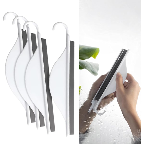 4-pack Mini Silikon Duschskrapa med Hängkrok för Duschdörrar, Wi