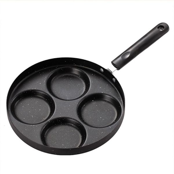 Firklørs eggpanne, Maifan stein non-stick panne, multifunksjonell eggpanne, kompatibel med alle varmekilder