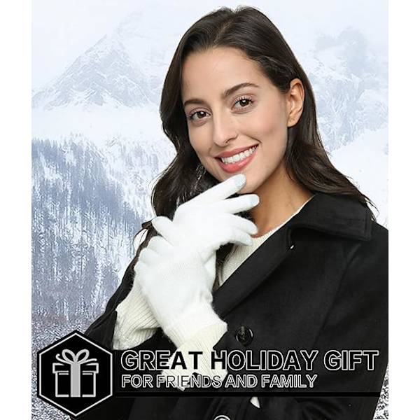 Dam vinter touchscreen ull magiska handskar varma stickade fleece foder