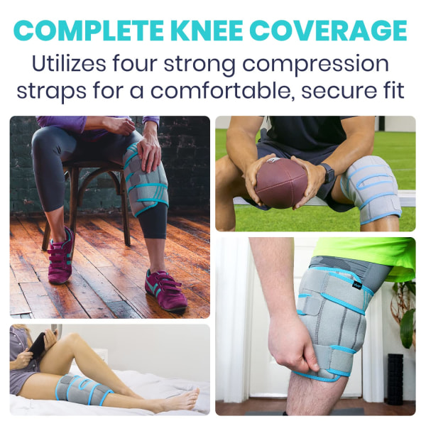 Knee Ice Pack Wrap - Cold/Hot Gel Compression Brace - Heat Support Strap fo