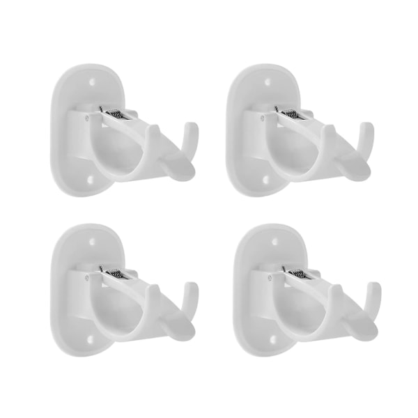 4 Pieces Self Adhesive Curtain Rod Brackets, Wall Mounted Towel Rod Hooks Holders, Spring Buckle Rod Holder for Living Room, Kitchen, Bathroom