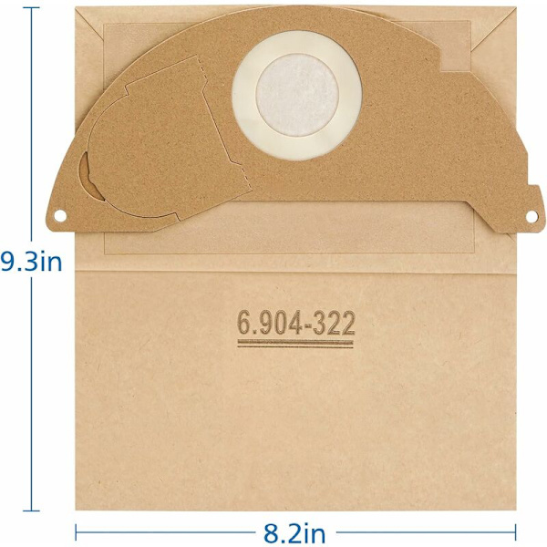 WD2 10-pack pappersfilterpåsar för Kärcher WD2 MV2 A 2003/2024/2054 dammsugare