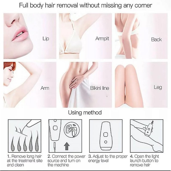 Laser Hårfjerningsmaskine 5 Niveauer Ansigtshår Epilator