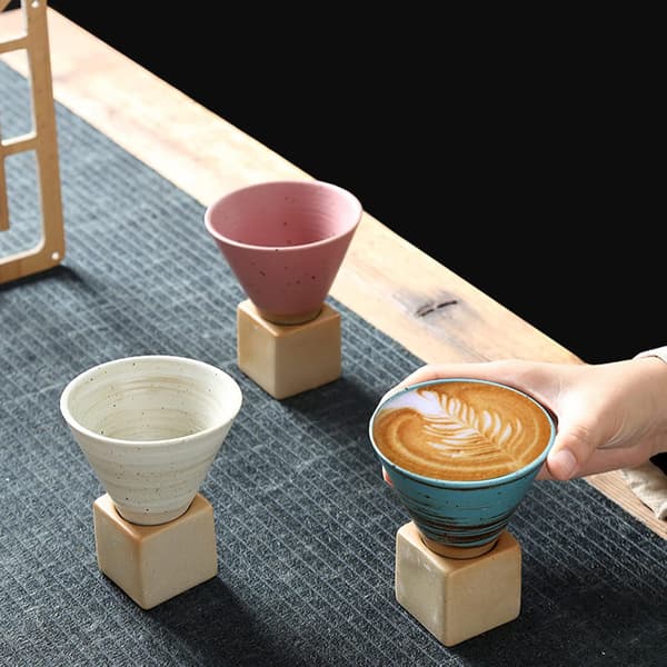 1 st Keramik Espresso Koppar Grov Keramik Kaffe Mugg med Bas 7oz Mini Esp