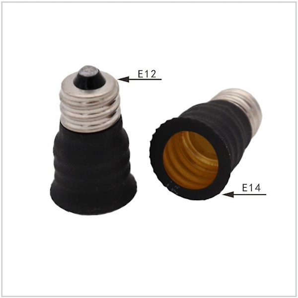 E12 til E14 lampebaseadapterkonverter, lampebaseadapter for glødelampe, LED, halogen energisparende lamper (10 stk, svart)
