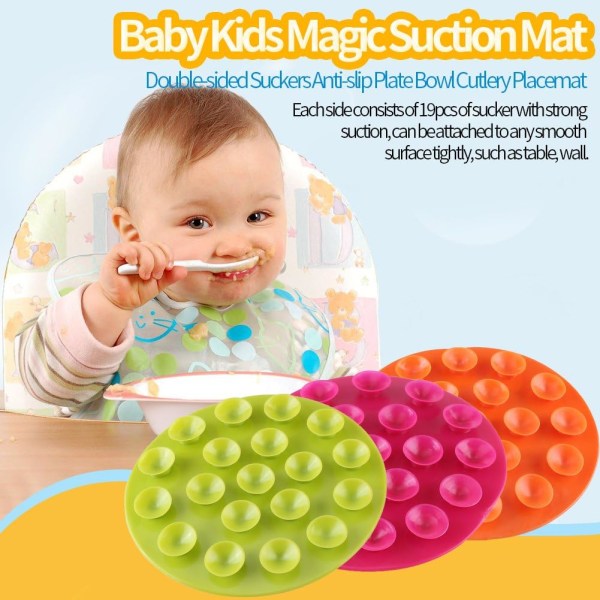 (Pack med 3) Creative Barnservis Sucker Baby Kids Magic Suction Ma