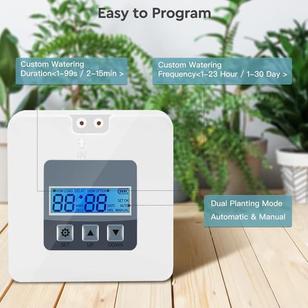 Inomhus droppbevattningskit, automatiskt bevattningssystem med 30 dagars programmerbar timer