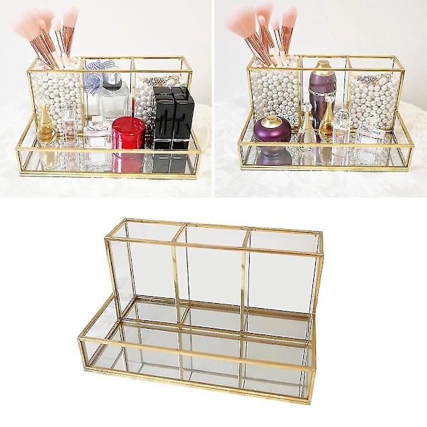 Klar akryl makeup børsteholder med 4 rum Organizer opbevaringsboks|makeup arrangører