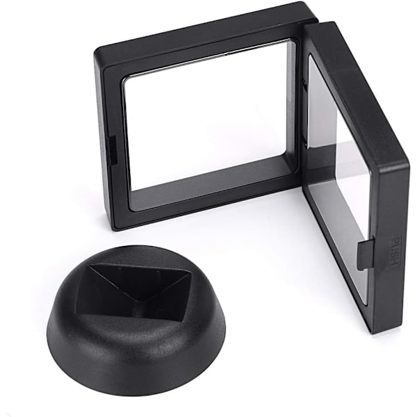 10 st 3D Flytande Showcase Ram Showcase Clear Display för AA Medaljong Antik Utmaning Mynt Chip Smycken Pin, Svart