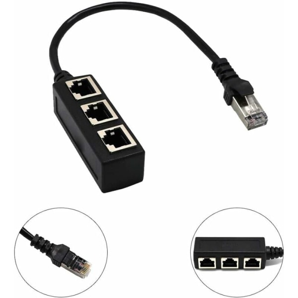 RJ45-verkko 1-3-porttinen Ethernet-sovitinsovitinkaapelin verkkokaapelihaaroitin