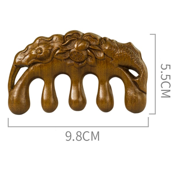 Naturlig trækam med bred tand: Træhårkam, der udfiltrer hovedbundsmassage C