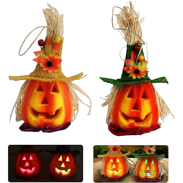 Halloween skum pumpa lykta Jack pumpa blinkande lykta lyser upp dekoration hemsökt hus dekorativa rekvisita trädgårdsdekor Halloween festtillbehör