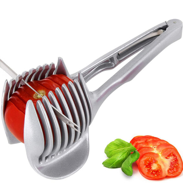 Tomato Lemon Slicer Holder Round Fruits Onion Shreader Cutter Guide Tongs w