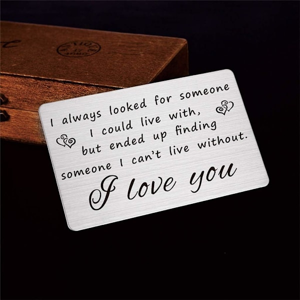 Stålplånbok Love Note Add-on, Graverade kort för män, Mini Love Notes