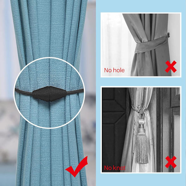 2 stk. Håndlavede magnetiske gardinholdere Praktiske dekorative flettede reb