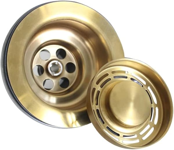 114mm Børstet Guld Køkkenvask Si-dræn System U-formet Affaldskurv (Guld)