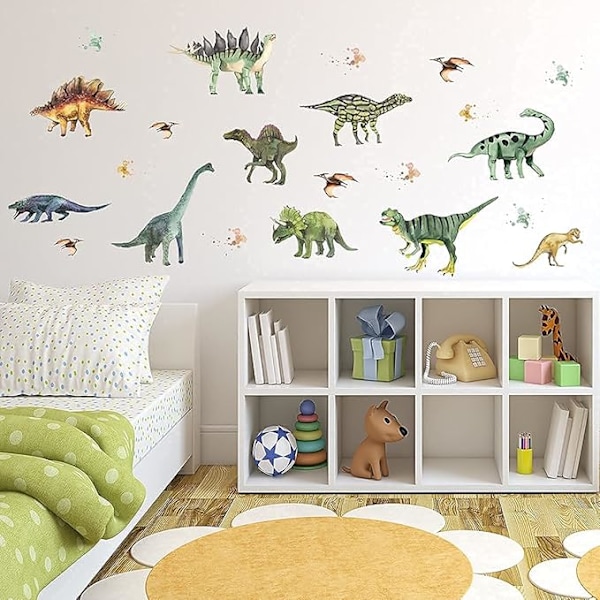 Vesiväri seinätarrat lapset DINOSAURIT vihreä I koristeelliset tarrat eläimet I seinätarra lastenhuoneeseen vauva poika kaveri lastentarha Deco