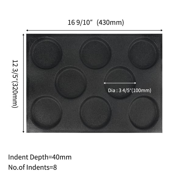 Hamburgerbrødform, Rund bradepande, Perforerede brødforme, Silikone, Non-stick, Hamburgerform, 8 hulrum (43*30*4 cm)