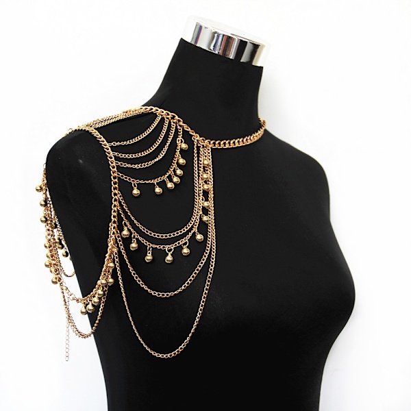 Guld Multilayered Tassel Ball Axelkedja Sele Br