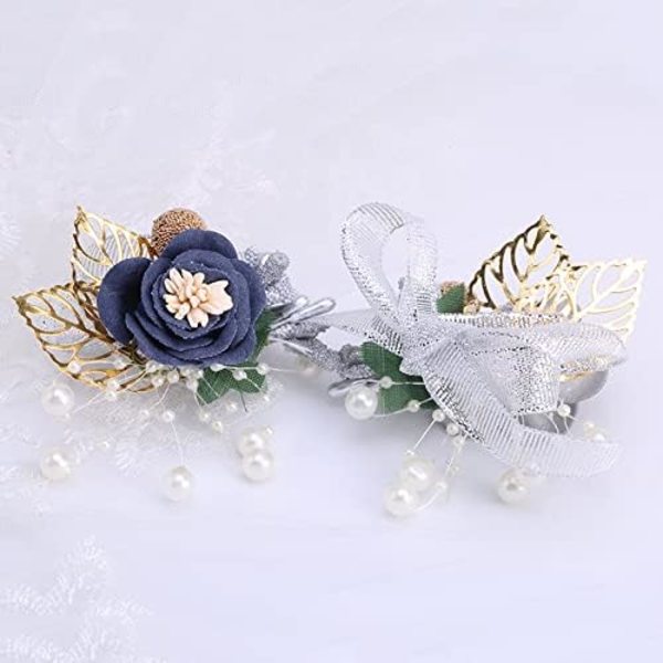Jente brudepike håndleddsblomst med kunstig perleperle stretch armbånd Wr
