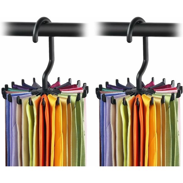 [2 stycken] Slipshållare 360° Svängbar Organizer 20 Krokar För Slipsar, Halsdukar, Sjal