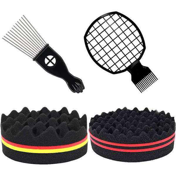 Twist Curl Sponge 4-pack Afro Twist Hårsvamp Afro Hårkam Hårsvamp Afro Metallkam Afro Twist Hårsvamp för Afro Frusit Hår