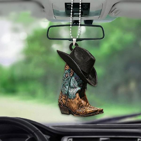 Cowboy Boots och Hatt Bil Hängande Prydnad, Bil Inredning