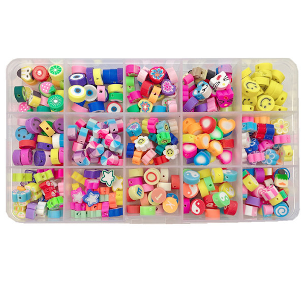300 stk. lerperler charms, frugt blomst bogstav perler bløde perler til