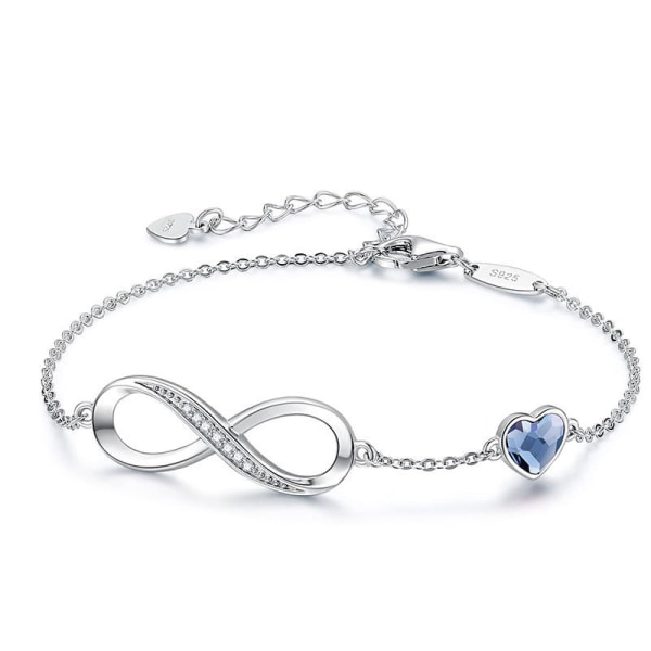 Infinity Heart Symbol Charm Link Armbånd for kvinner Sterling Silv