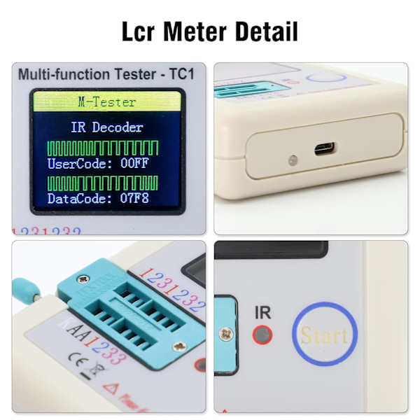 TC1 Transistor Tester RUIZHI LCR-T7 Transistormätare ESR-mätare Multifunktionell testare TFT LCR Transistor Tester Multifunktionell Transistor Tester för Di