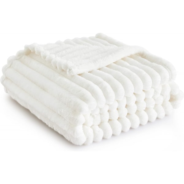 Vit Plyschfilt för Soffa - Supersoft Mysiga Filtar för Kvinnor, Söt Liten Fleecefilt för Flickor, 100*150 cm