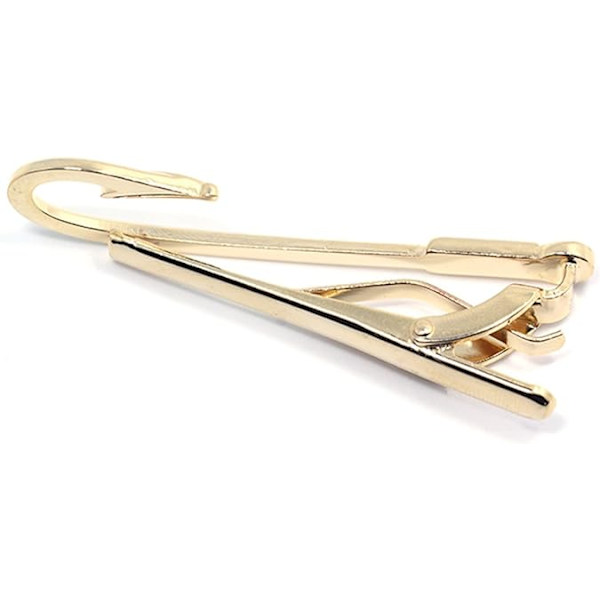 2 st Fiske krokar slips klämmor bar tacks herr silver guld ton L
