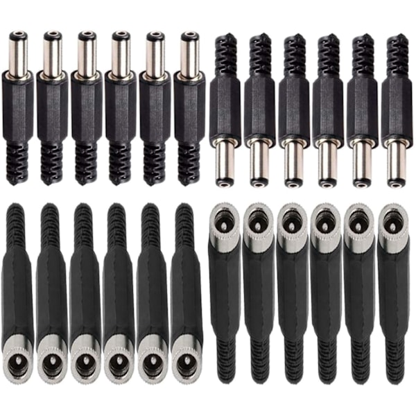 12 st DC-kontakter Panelmontering Uttag 2.1mm x 5.5mm/2.5mm x 5.5mm, 12 st