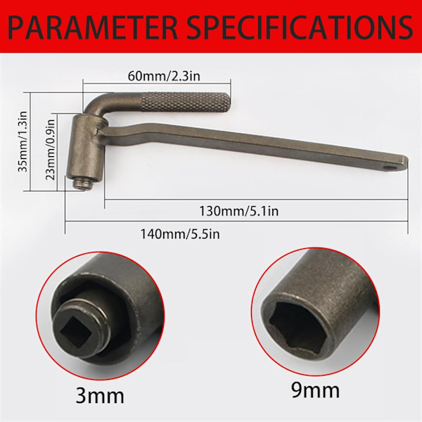 x Motorventiljusteringsverktyg, Ventiljusteringsverktyg, Justerbar Skiftnyckel, Justerbar Skiftnyckel, 9mm Sexkantnyckel, 3mm Kvadratiskt Hål, Ventilnyckel