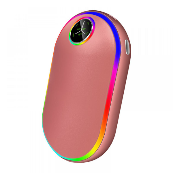 Genopladelige håndvarmere med lys (7 farver), 10000mah Luminescence elektrisk håndvarmer, (13-18 timer)