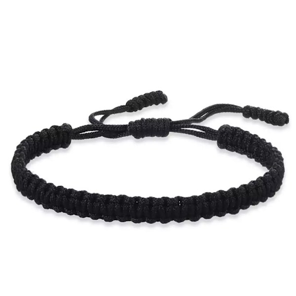 Handgjort snörearmband kompatibelt Kvinnor Män Flickor Pojkar Enkelt Svart Br