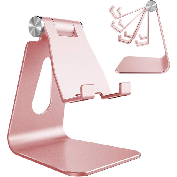 Justerbar Telefonhållare, Fleranglad Telefonställ för iPhone 16 15 14 13 Pro Max 12 11 XS Max X 8 7 6 Plus Samsung S10 S9 Smartphones, Roséguld