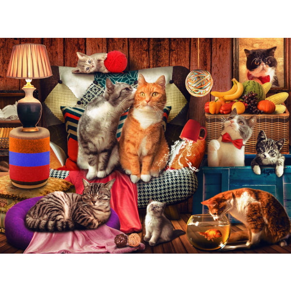 Jigsaw puzzle 1000 pieces living room cat 69*51CM