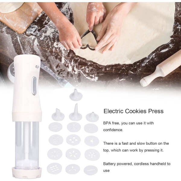 Cookie Press Gun Kit, Elektriskt Cookies Maker Tool med skivor för Diy Biscui