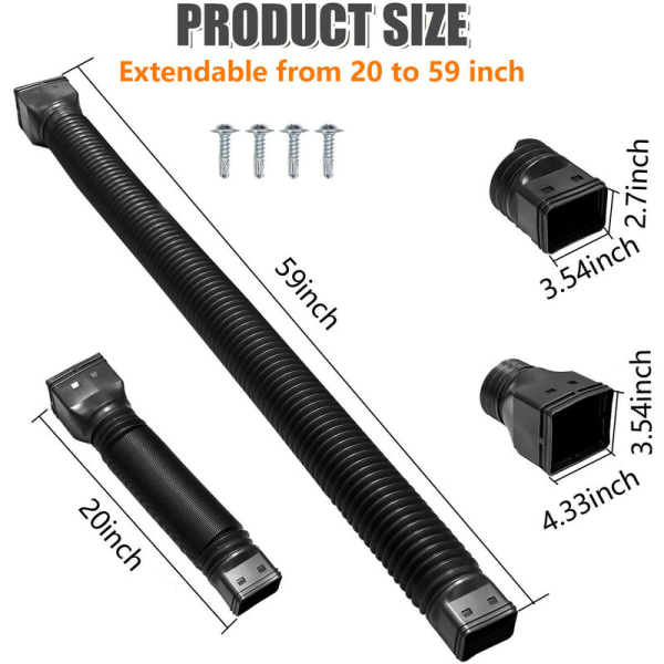 Regnvandsopsamlerforlængelse Retractable Tagrende Nedløbsforlænger Sort