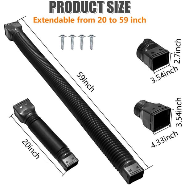 Regnvannsamlerforlengelse Retractable Gutter Downspout Extension Svart