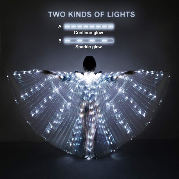 LED lys Belly Dance Isis Wings - Mavedans Glow Angel Wings med Telesc