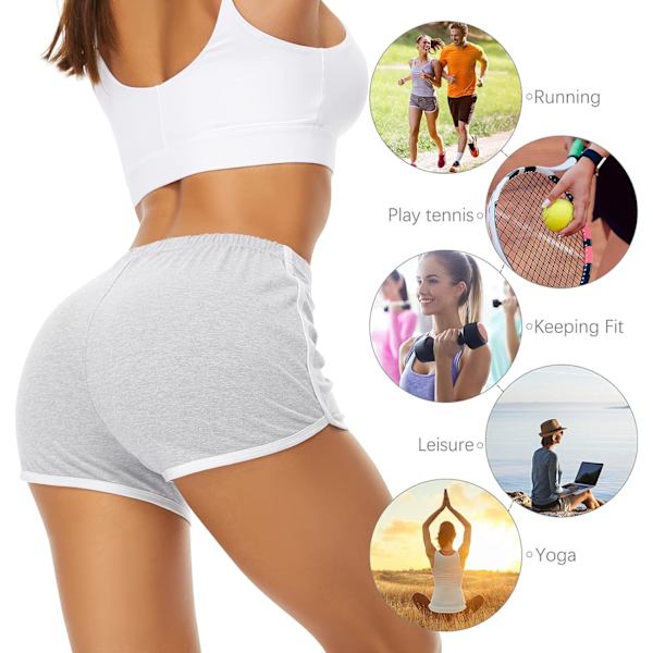 2-pack bomullssportsshorts yoga dansshorts sommarsportsshorts svart, vit grå 2XL
