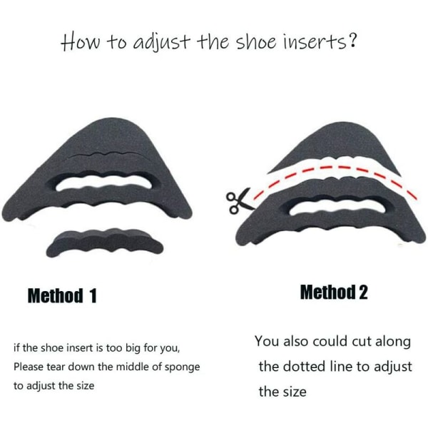 2 par skoindlæg skoindlæg tåindlæg forfod/tåindlæg smertelindringspuder til overdimensionerede sko (sort og flydende)