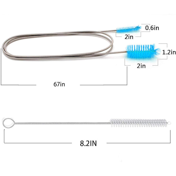 Flexibel avloppsrengöringsborste, nylonrengörare dubbeländad elastisk slangrör 67 tum a
