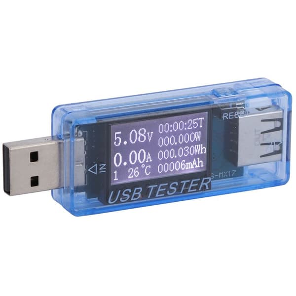 USB Digital Tester Spänning Ström Mätare Voltmeter 8 I 1 Detektor 0-5A 0-150W 4-30V Blå