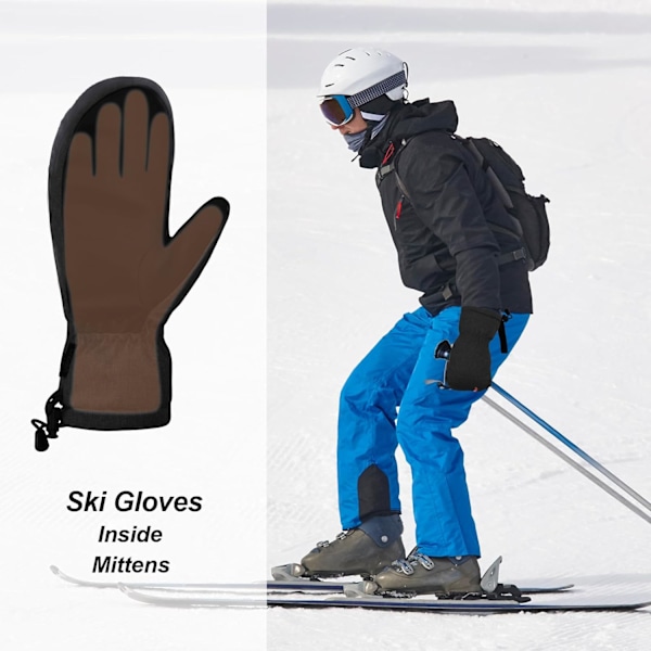 Skidhandskar, Vinterhandskar Snowboardhandskar Snöhandskar Passar för Män och Kvinnor (Storlek: L)