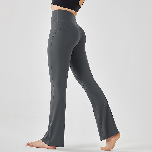 Bootcut Yoga-byxor för kvinnor med fickor, hög midja, utsvängda, lediga träningsleggings