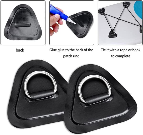 Gcroet rustfrit stål lap, oppustelig lap, båd d lap, time lap, kajak, kano d ring, PVC lap tilbehør, 6 stk. sort