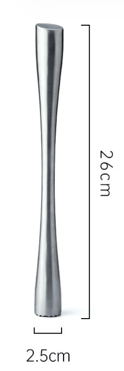 Rustfritt stål solid cocktail muddler, profesjonell vellaget oppvaskmaskinsikker muddler bar verktøy 26*2.5CM